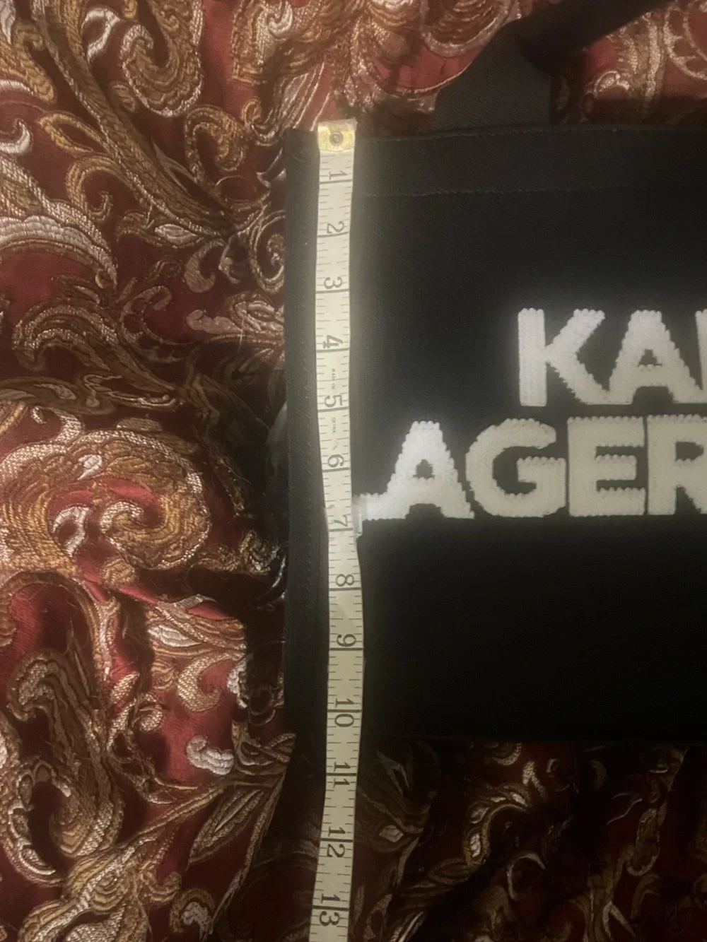 Karl Lagerfeld Black Tote with White Logo and Branded Strap